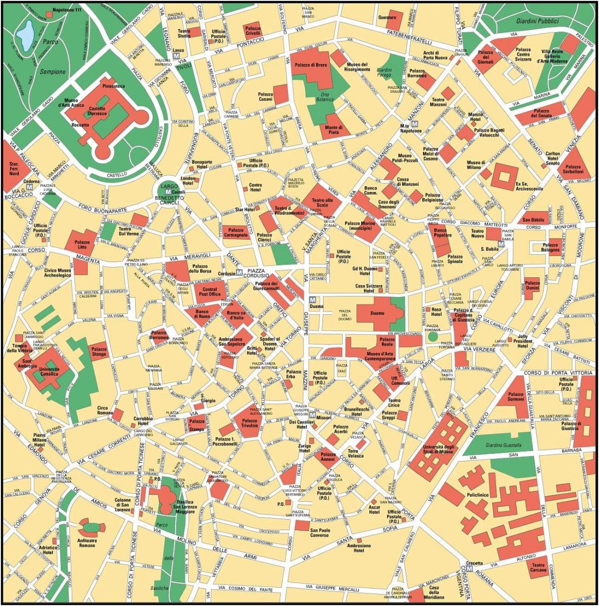 이탈리아 밀라노 시티 센터 지도