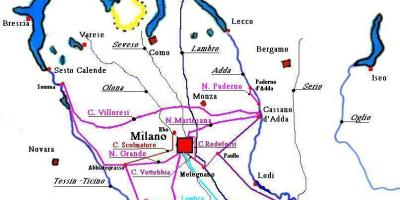 지도 밀라노의 밀라노 지역