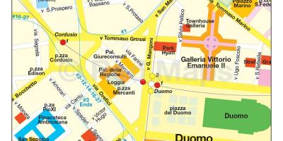 지도 밀라노의 쇼핑 거리