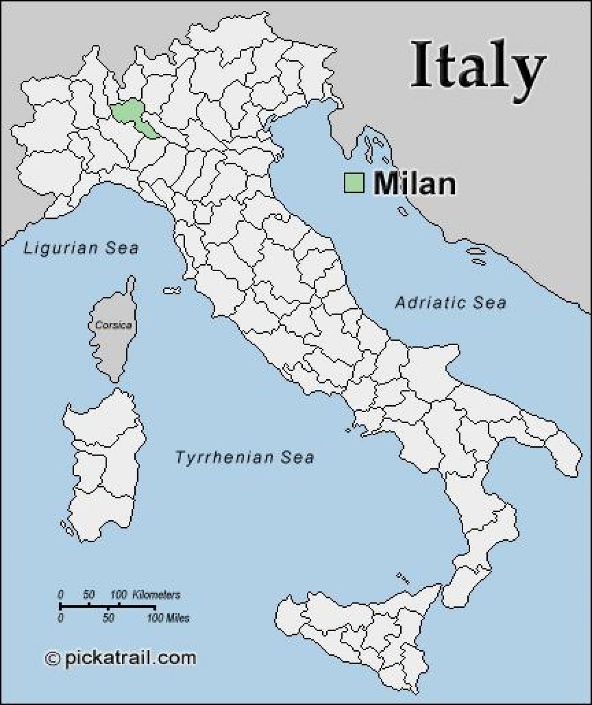 지도 밀라노의 유럽 지도